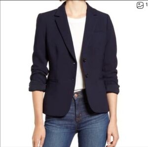 J Crew Blazer Navy Blue XS Classic Single Breasted Essential Career Nautical